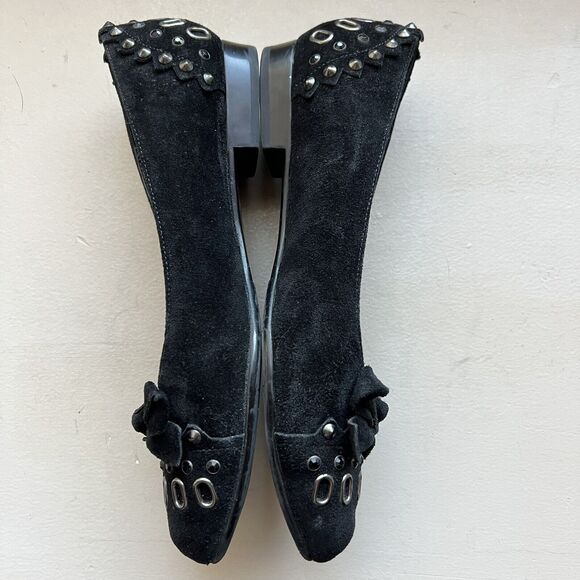 VanEli Thisbe Black Suede Flat Shoes w/ Pointed Toes & Bow Women's 6.5‎ M - Picture 3 of 15